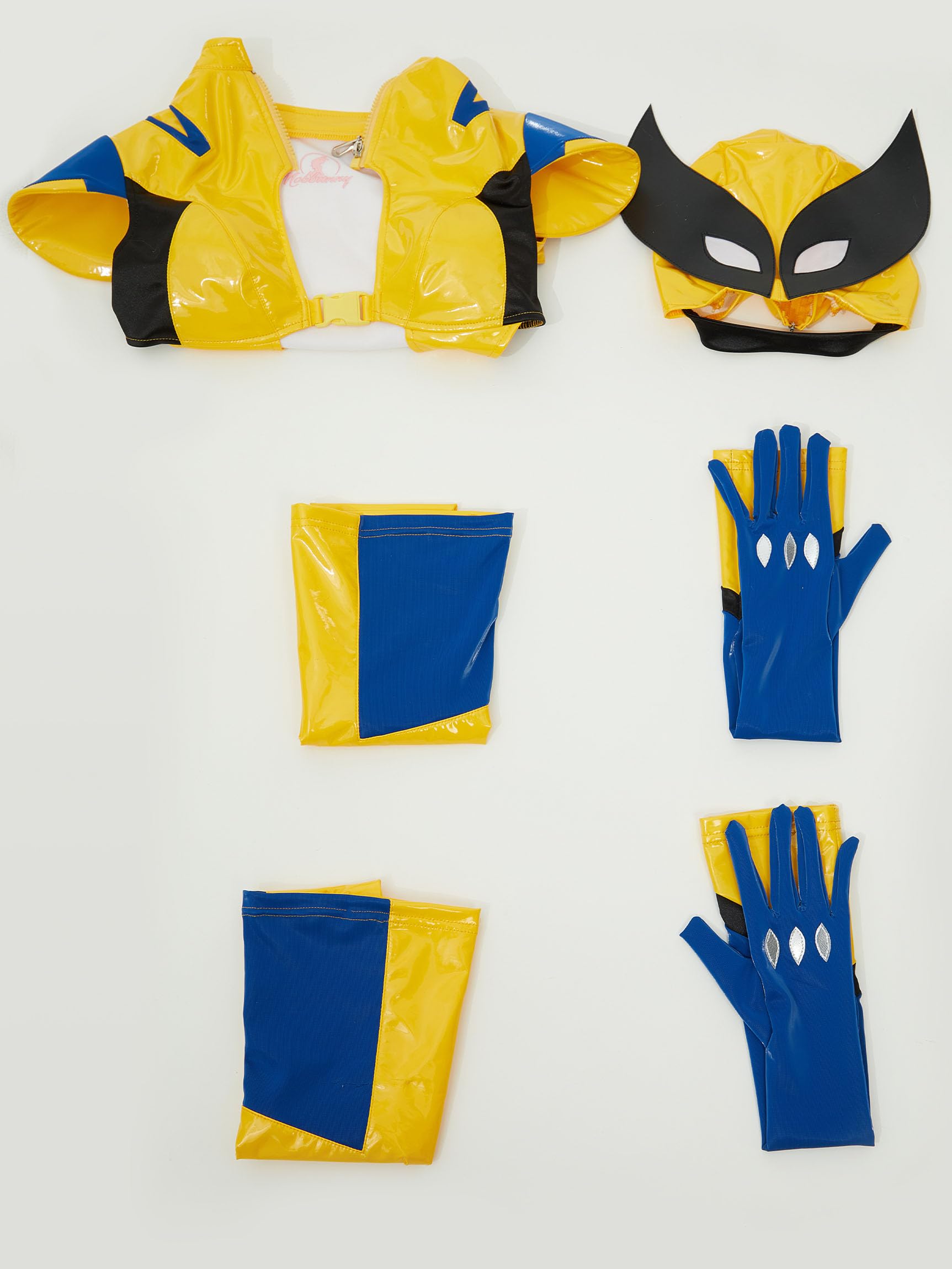 Mobbunny Cosplay Costume for Women Movie Derivative Sexy Lingerie Set Bodycon Outfit Cutout Bodysuit with Gloves Mask: Small Yellow
