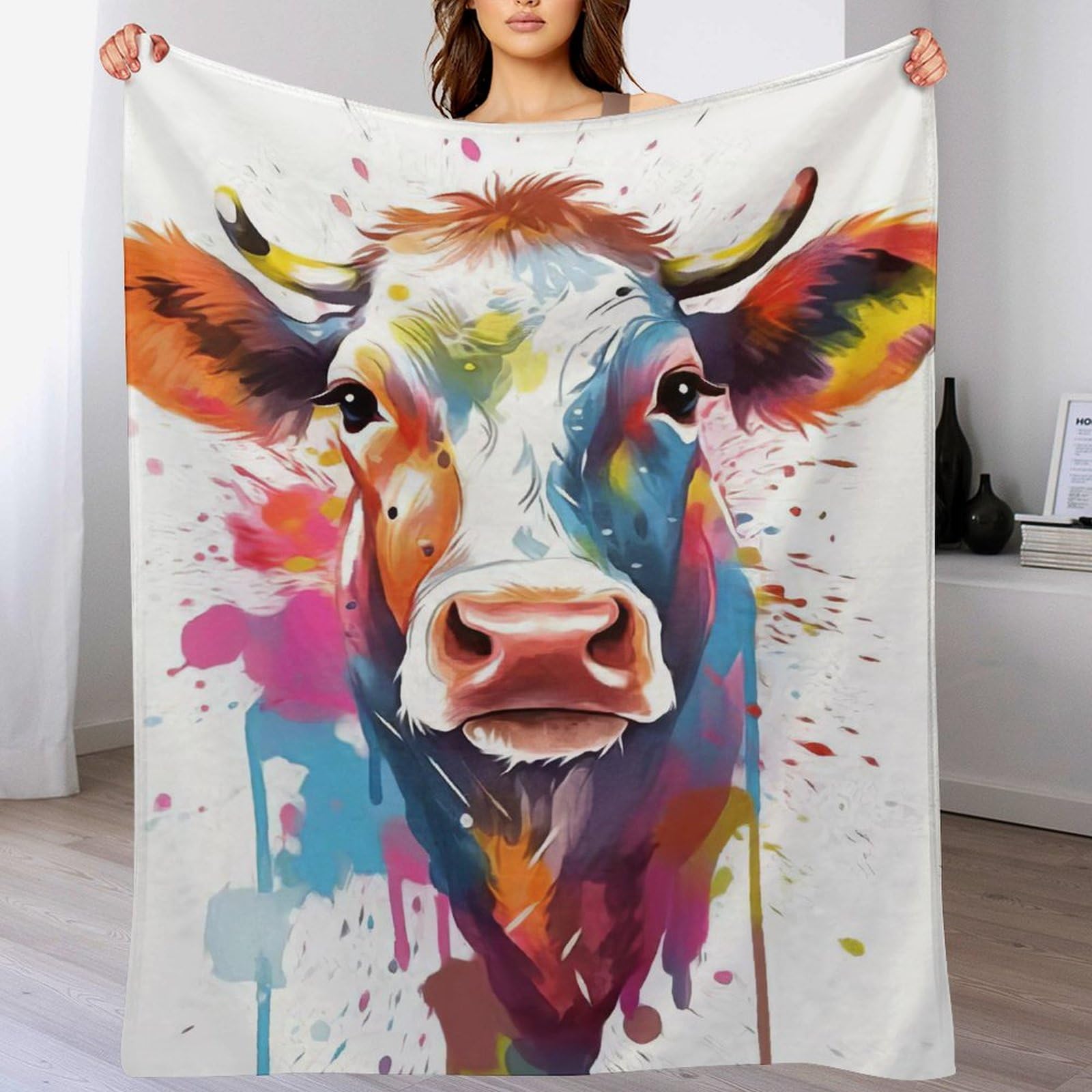 Couverture polaire de flannel légère de lit contre le froid plaid vache 150x200cm