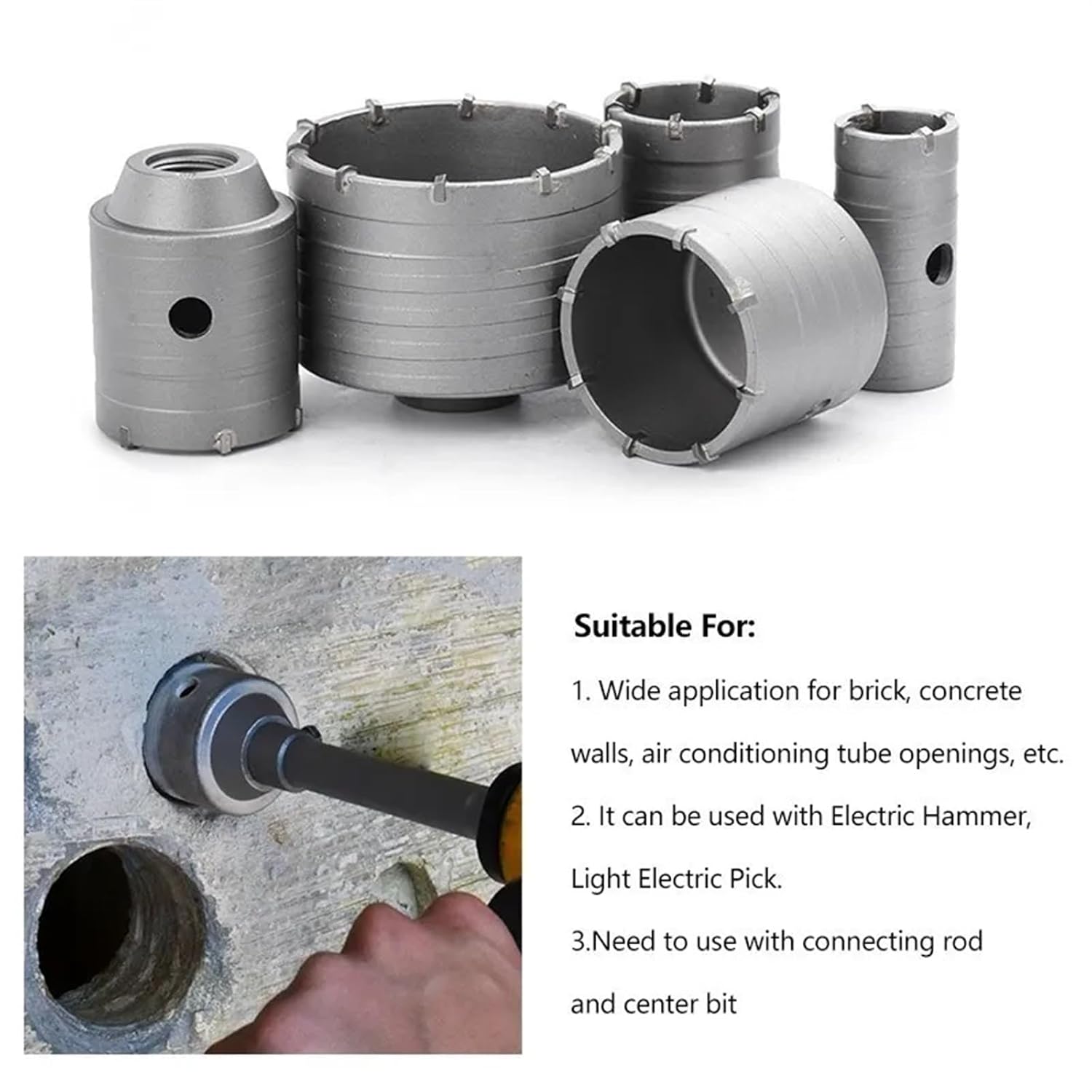 Wall Hole Saw Drill Bit Concrete Hole Saw Hole Cutter Concrete Cement Stone Drilling Tool 30-100mm 1Pcs(75mm)