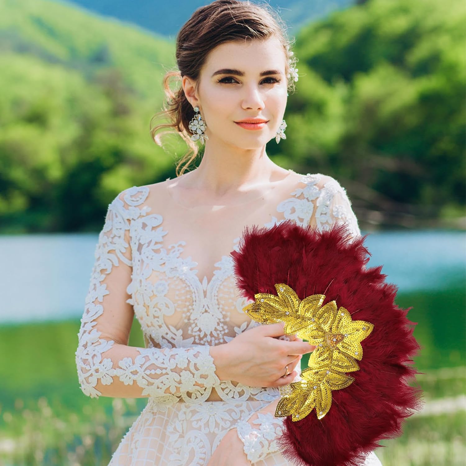 Elegant Lace Handheld Fan for Wedding and Performance Use