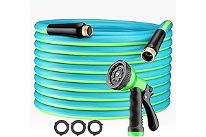50FT x 5/8" Fit & Force Pro Garden Hose with 10 Function Sprayer Nozzle