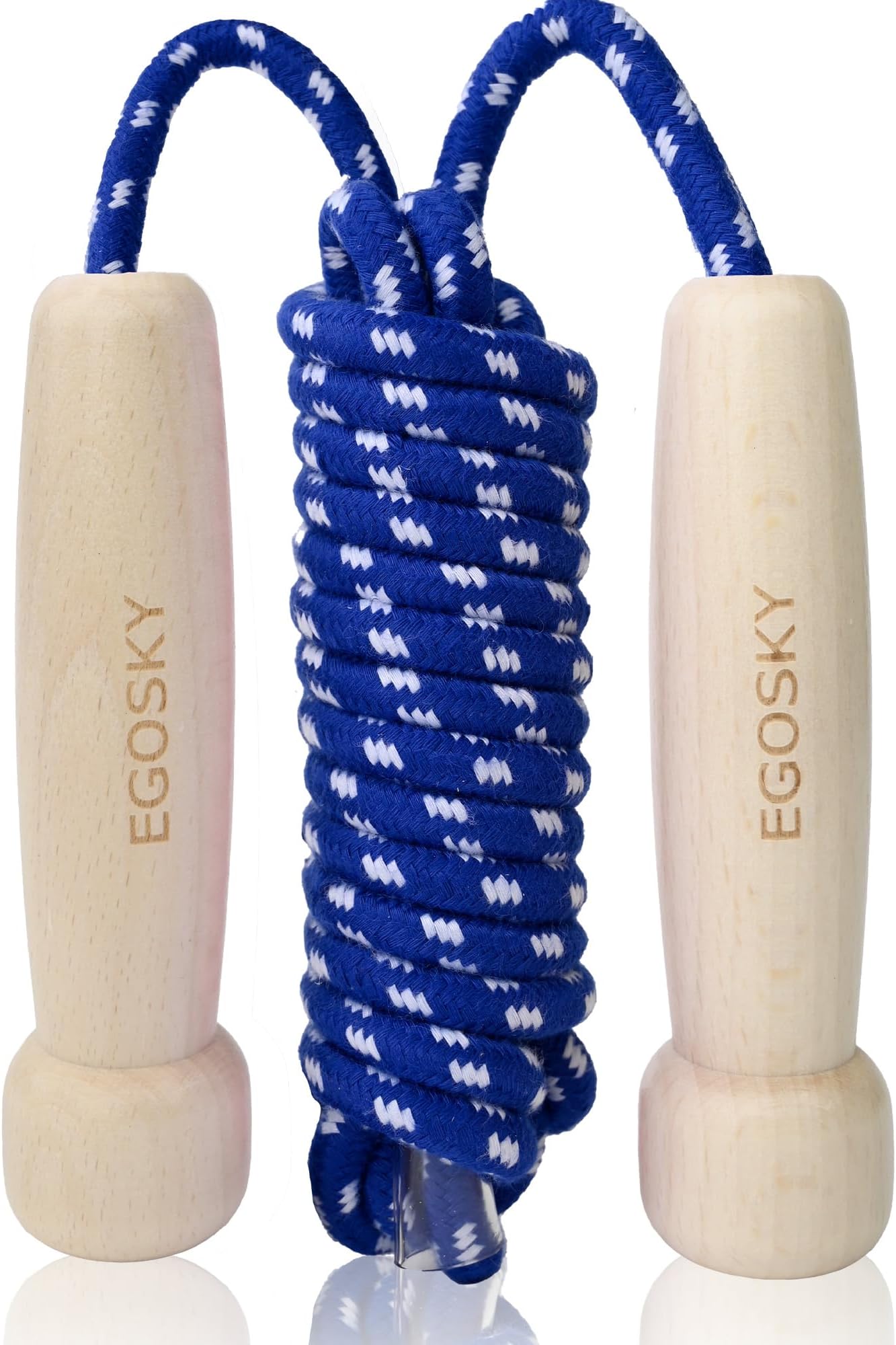 Jump Rope for Women Men Kids, EGOSKY Adjustable Wooden Handle Skipping Rope for Adult Boys Girls Fitness Exercise Outdoor Activity (Blue)