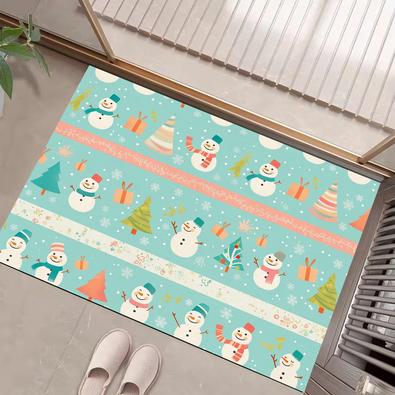 Paillasson Noël Bonhomme Neige Tapis Porte Entrée 60X90cm