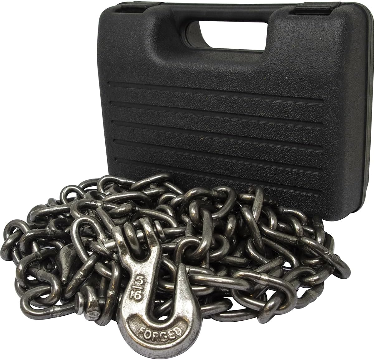 BARGAINS-GALORE® 14ft Heavy Duty Recovery Tow Towing Chain - Foot Grab Hooks With Carry Case | Ideal For Farmers Truckers And Contractors | Double Ended Hooks