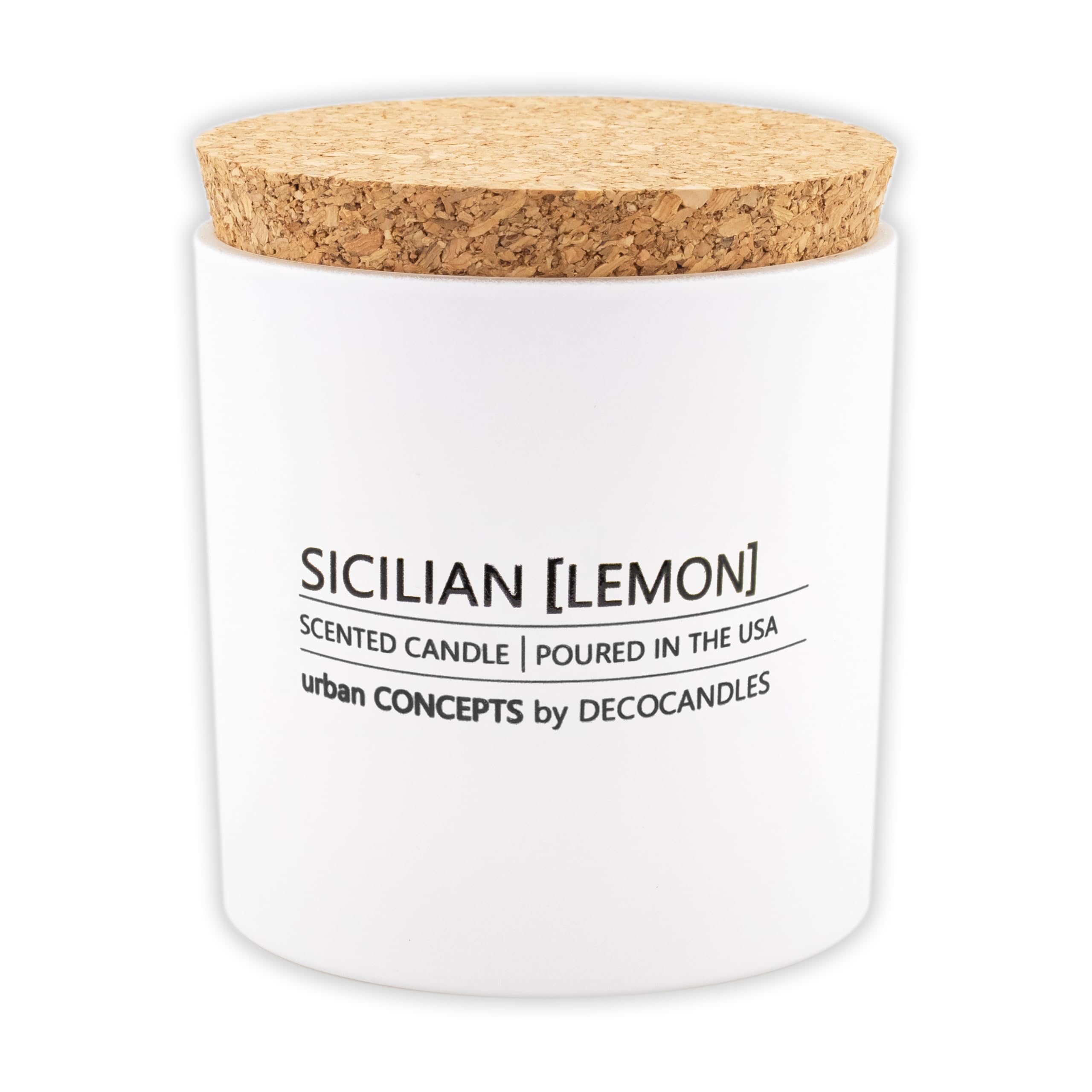 Urban Concepts by DECOCANDLES - Highly Scented Soy Candle - Long Lasting - Hand Poured in USA (9 Oz. Cork, Sicilian Lemon)