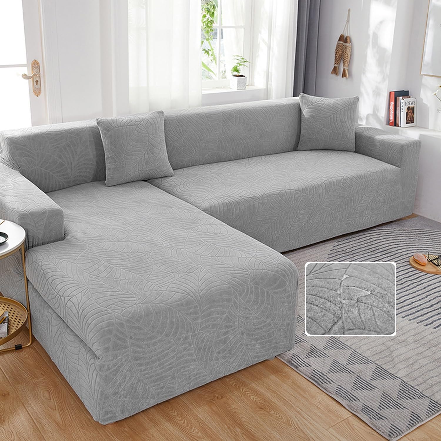 Sofa Slipcover For Corner L Shape,Waterproof Sofa Cover 3 2 4 1 Seater,2024 New Non-Slip Sofa Seat Cushion Covers With Elastic Straps,Universal Velvet Washable Protector ( Color : Grey , Size : 1 POST