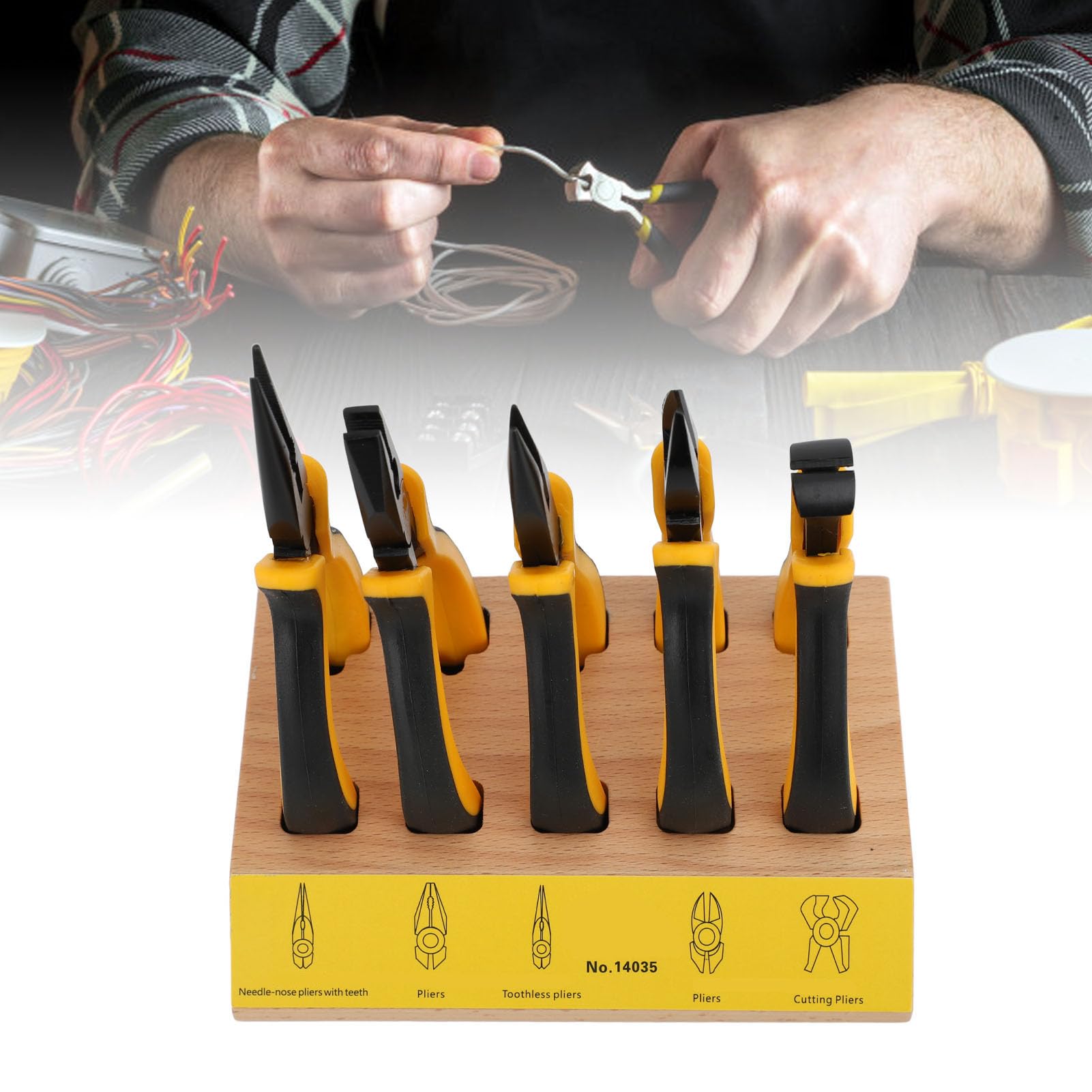 Naroote Set di 5 Pinze con Pallet in Legno, Set di Pinze per Riparazione Orologi in Faggio e Metallo, Lame Trattate Termicamente, Impugnatura Salva Sforzo, Taglio Filo per Utenti Hobby