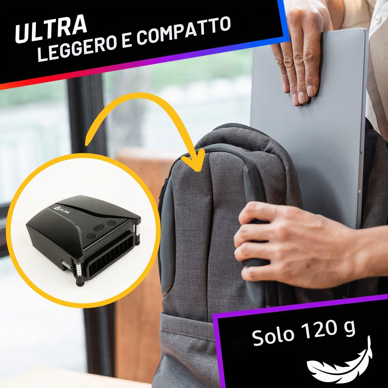 KLIM Tempest - Ventola PC Portatile esterna - Innovativa ed Efficace - Indicatore Temperatura - Modalità Manuale/Auto - 4000 RPM - Compatibile con Base di Raffreddamento pc portatile - NOVITÀ