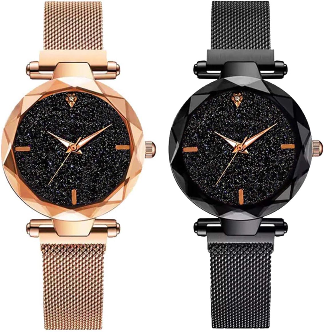 DAMIT Magnet Analogue Women's Watch(Black Dial Black Colored Strap)-MAG-BLACK-COPPER