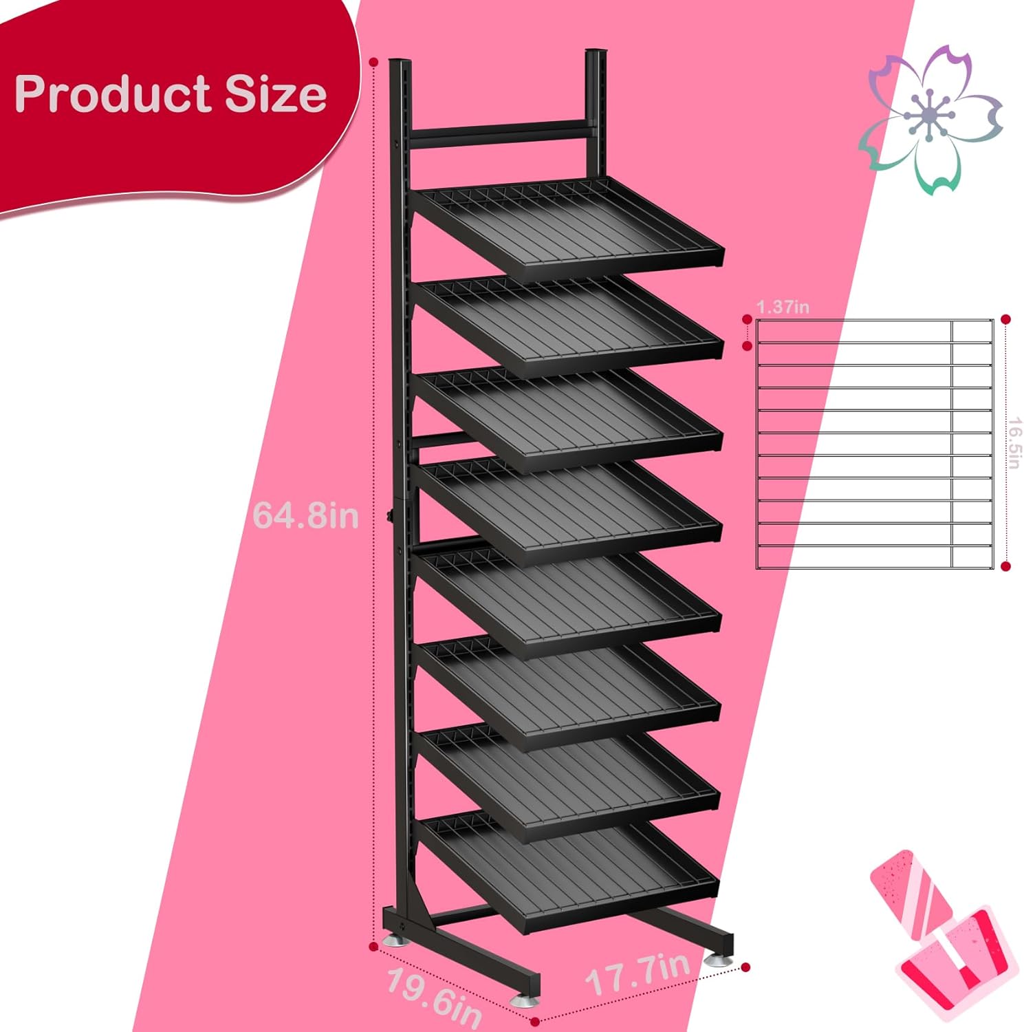 Nail Polish Rack - 8 Tier Tilting Nail Polish Bottle Metal Shelf, Extra Large Capacity for Essential Oil Storage Suitable for Nail Salon eauty salonRetail Store