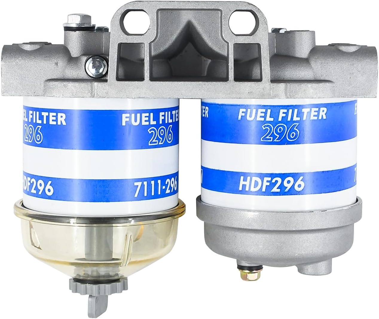 Dual Double Fuel Filter Assembly EBPN9N166AA Compatible with Ford Tractor Models 2000 2600 2610 2910 3000 3600 3610 4000 4110 4600 4610 5000 New Holland NH Universal Replace 7111-296 HDF296