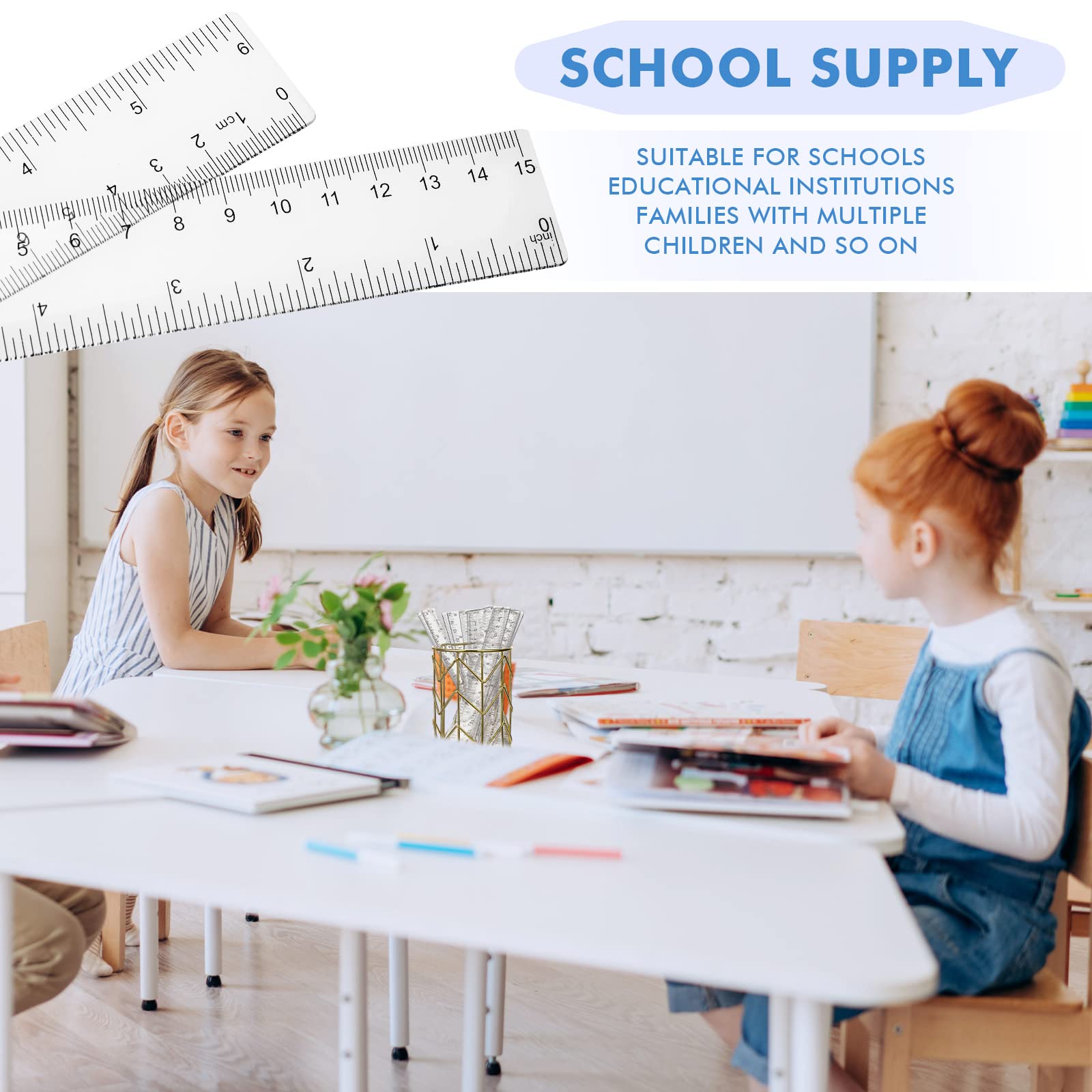 Zonon 500 righelli flessibili in plastica trasparente da 15,2 cm, con pollici e centimetri, piccoli righelli dritti, strumenti di misurazione per studenti, bambini, educazione scolastica, famiglie