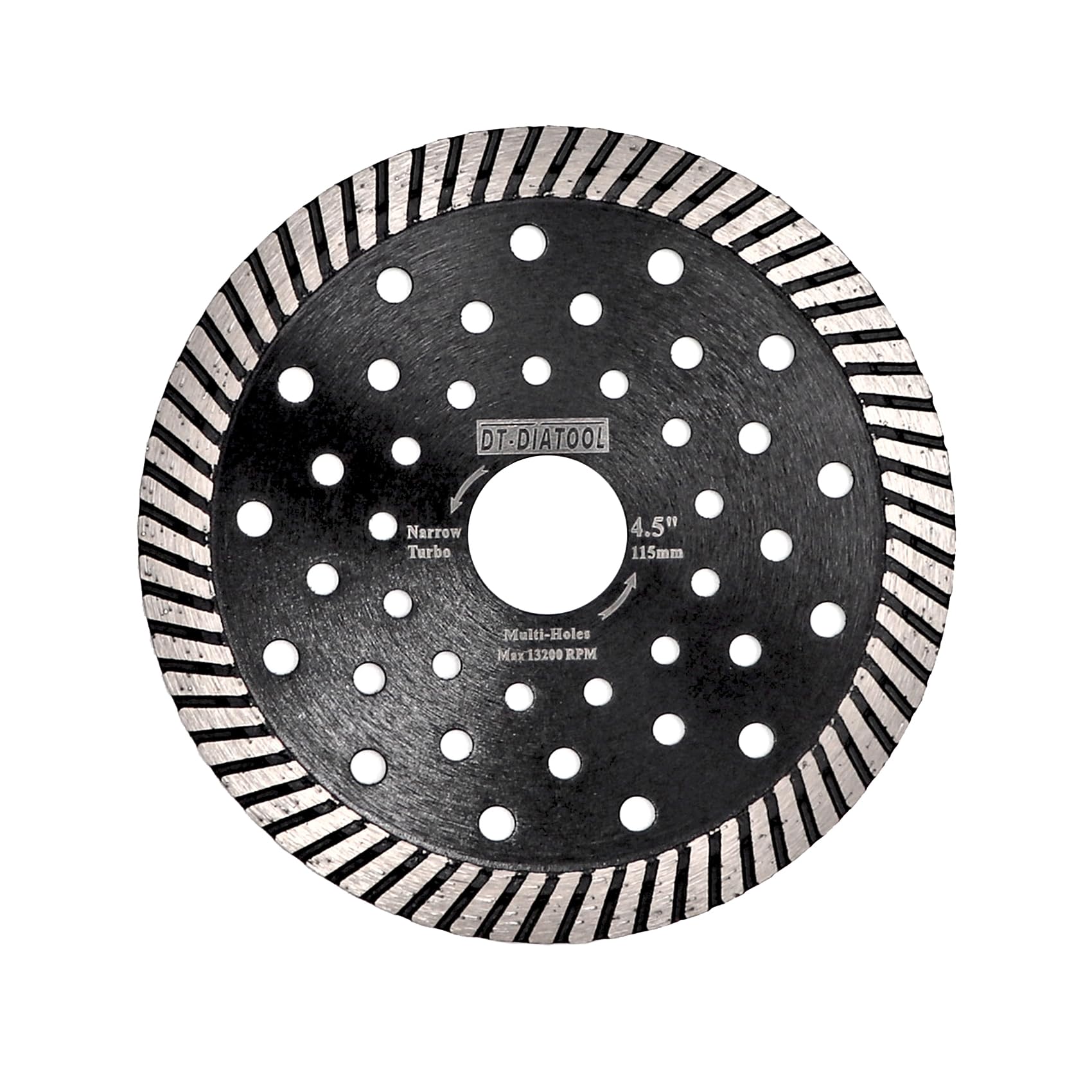 DT-DIATOOL Diamond Blade 4-1/2 Inch for Granite Marble Block Diamond Cutting Disc with Turbo Cutter Heads and Multiple Holes