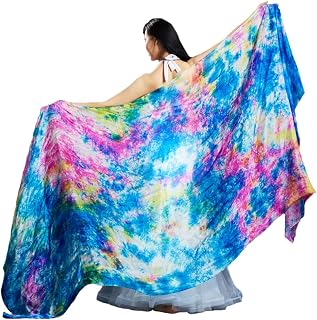 Women Colorful Professional Belly Dance Silk Veils Hand Made Tie Dyed Scarf