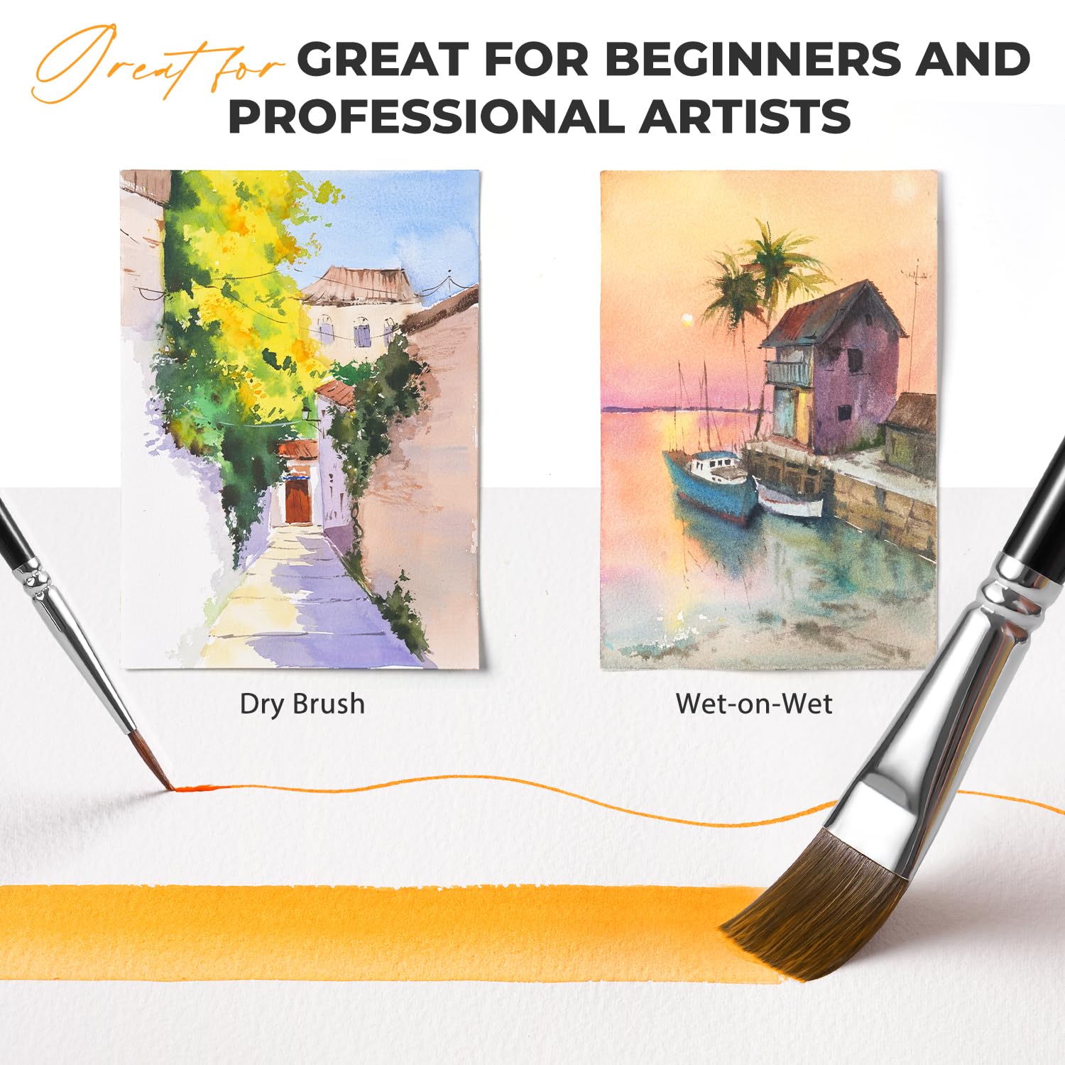 Watercolor Brush Set - 8Pcs Sable Brushes -5 Watercolor Brush Set - 8Pcs Sable Brushes -5