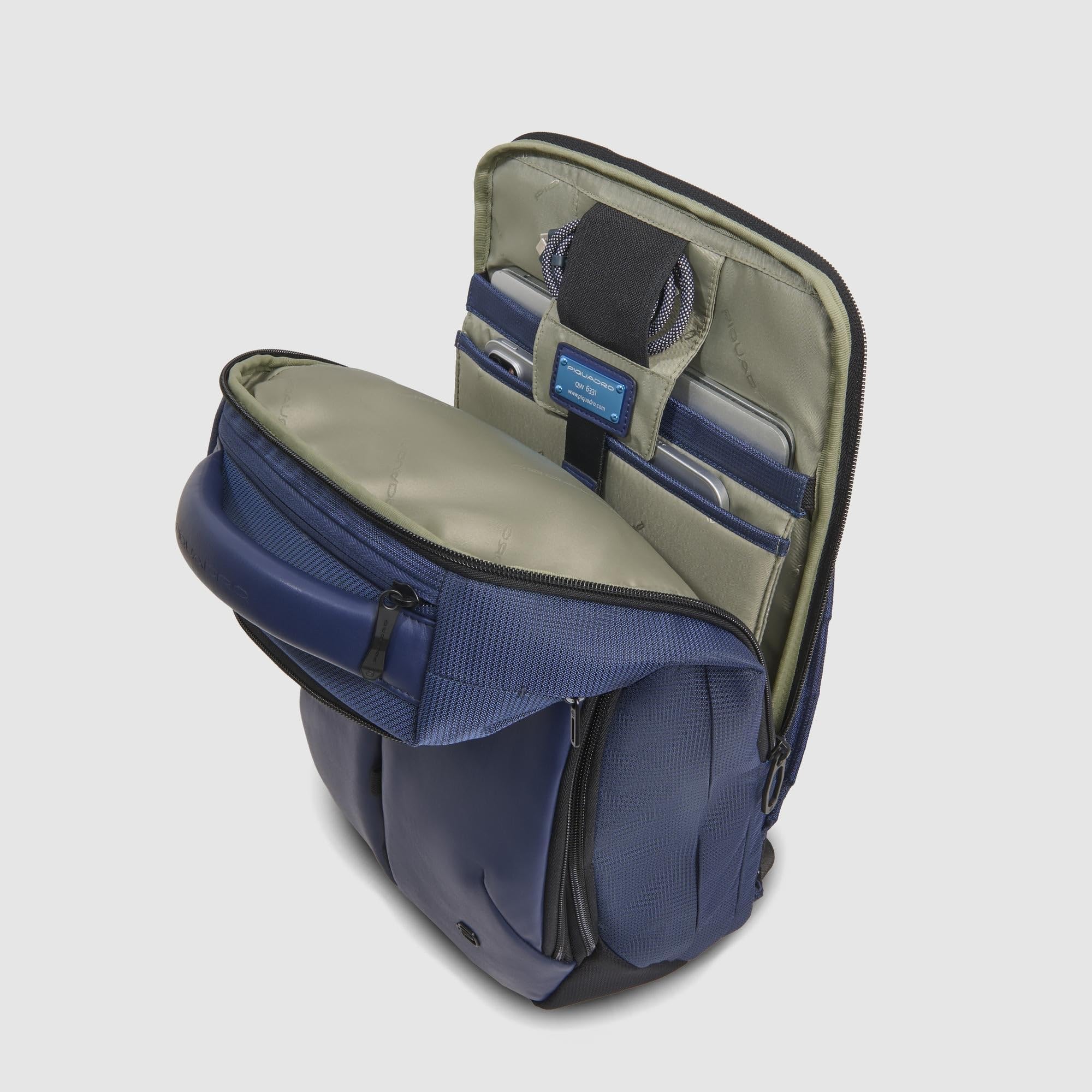 PIQUADRO Zaino da viaggio porta pc 14" | Aggancio per Trolley, Spallacci imbottiti, Vani organizzati, Sostenibile, Ufficio, Uso quotidiano