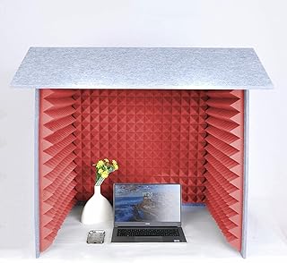 Microphone Isolation Screen Soundproof Recording Booth, Acoustic Vocal Booth for Singing, Broadcasting & Recording(Rosso)