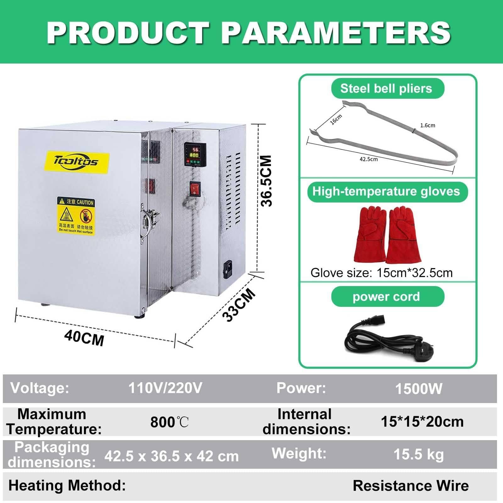 Elektrischer Brennofen für Keramik zu Hause, Digitaler PID-Regler mit ±1°C Genauigkeit, Mini-Brennofen für Schmuck, Metall-Ton, Keramik, Emailschmelzen, DIY-Bastelarbeiten (15x15x20cm)