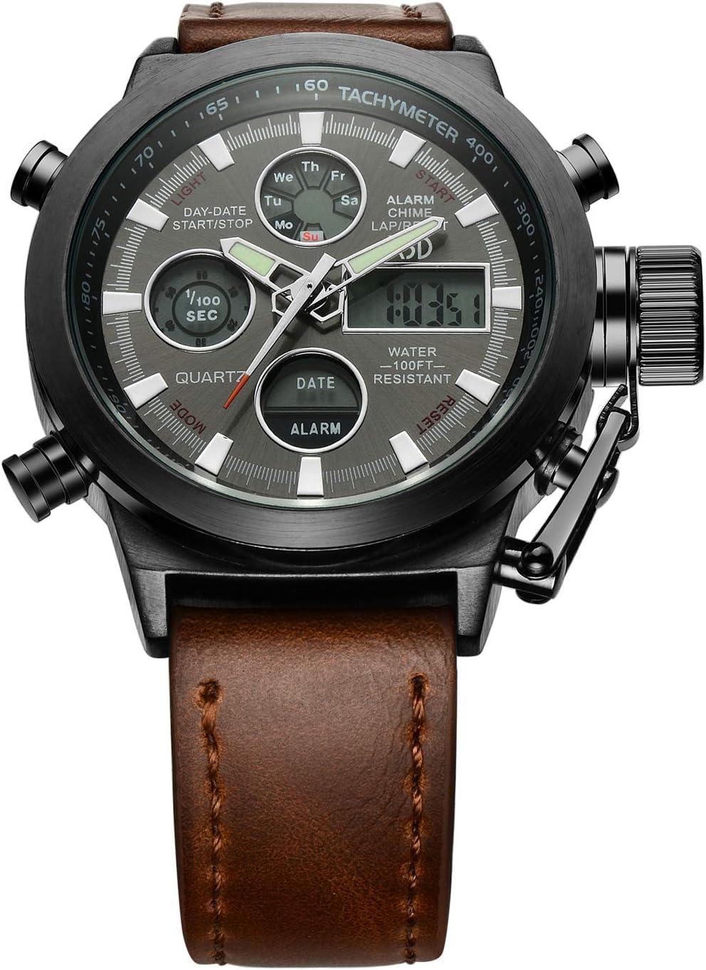 Tamlee Fashion Leather Men s Military Watches Multifunctional Digital Sport Wrist Watch