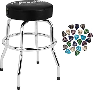 Fender 24 Inch Spaghetti Logo Pick Pouch Barstool Bundle with Austin Bazaar Exclusive 24-Pack Guitar Picks