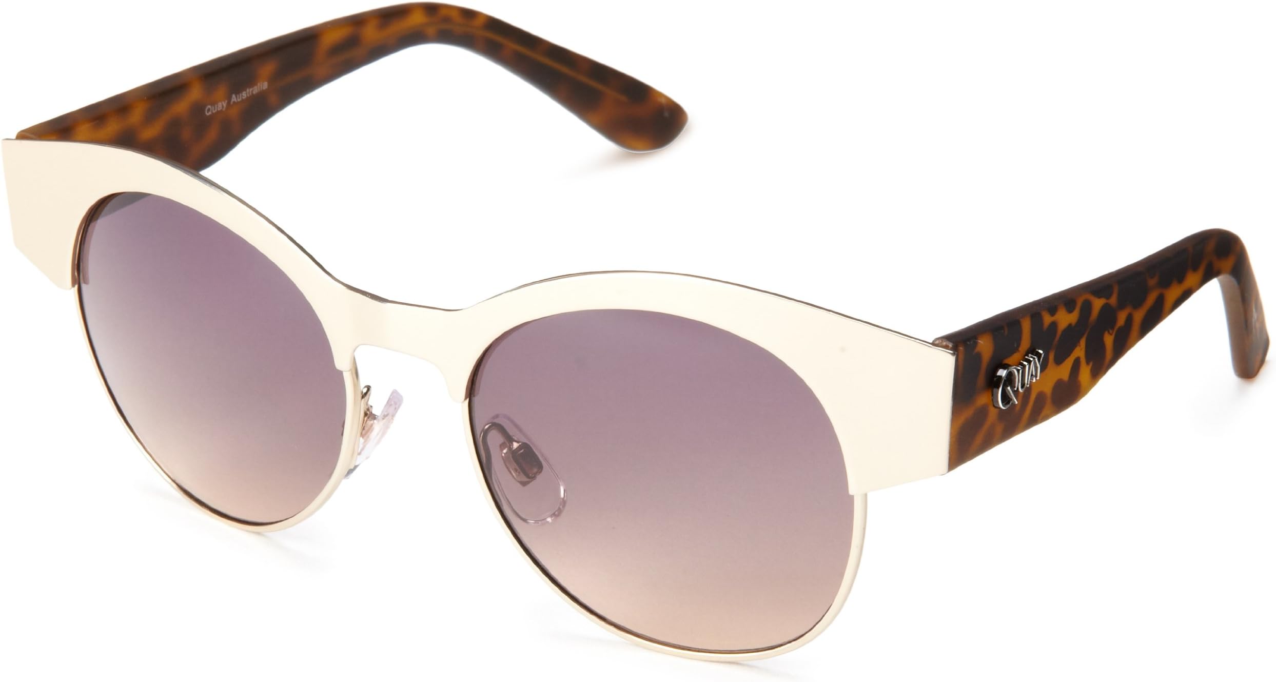 Quay Eyewear Australia Tictoc Round Sunglasses,Gold,55 mm