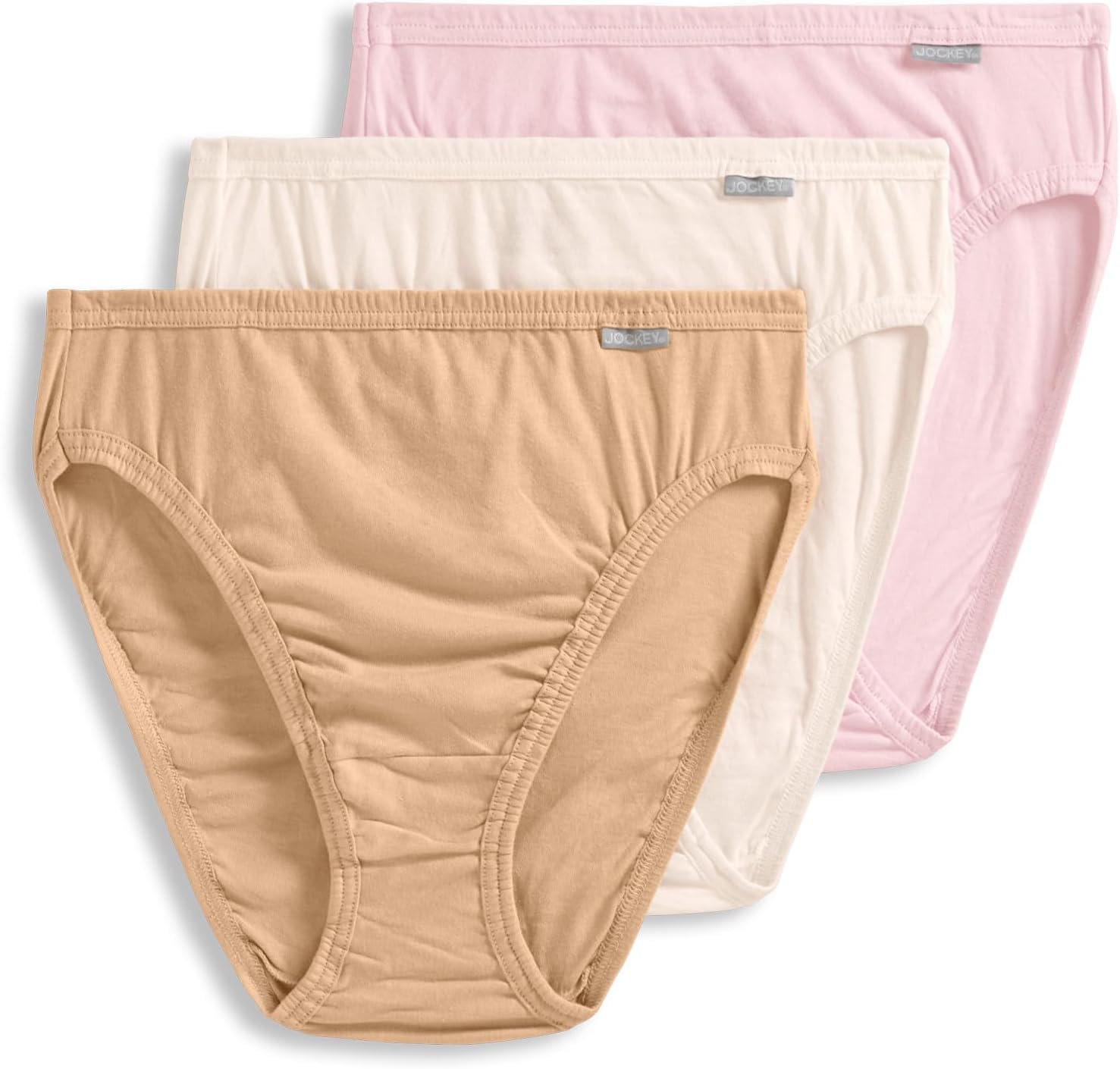 Jockey Women's Underwear Elance French Cut - 3 Pack, Ivory/Light/Pink Shadow, 7