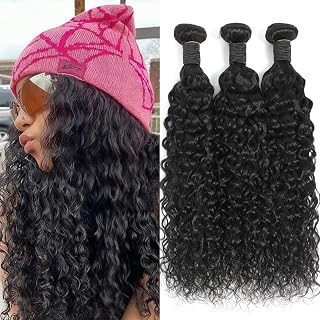 Water Wave Human Hair Bundles 18 20 22 Inch 12A Brazilian Water Wave Curly Bundles Wet And Wavy Bundles Double Weft Deep Curly Wave Bundles Natural Black