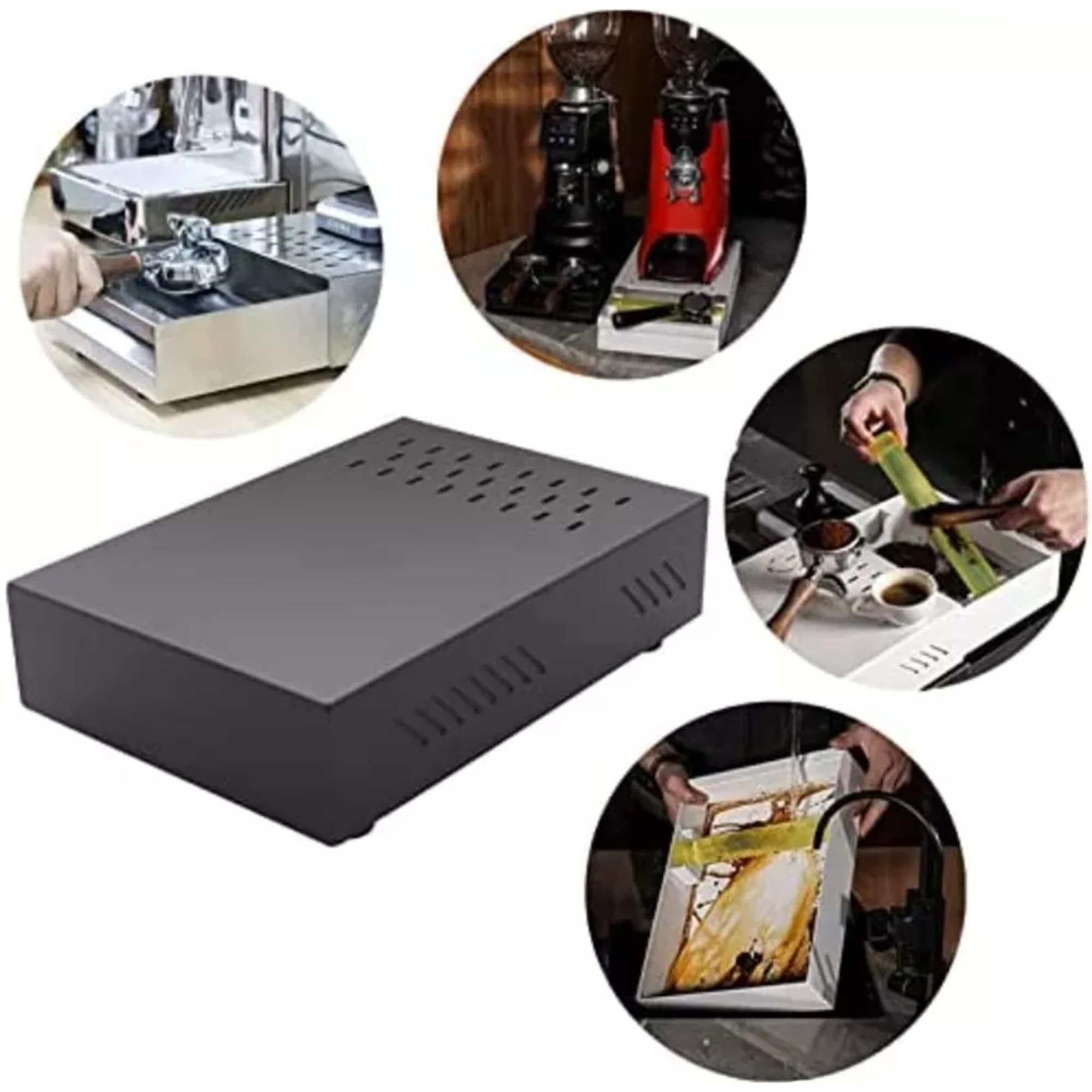 Sacar Acero Inoxidable Caja De Golpes De Café Cajón Espresso Molino Contenedores Con Barra Para Familias O Uso Comercial (Negro)