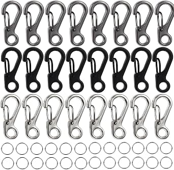 Ouligay 48PCS Tiny Carabiner Clip Mini Carabiner Clip Mini Paracord Hanging Clips Metal Hook EDC Keychain Mini Hanging Buckle Metal Small Spring Snap Hooks for Camera Strap, Flashlight, Backpack
