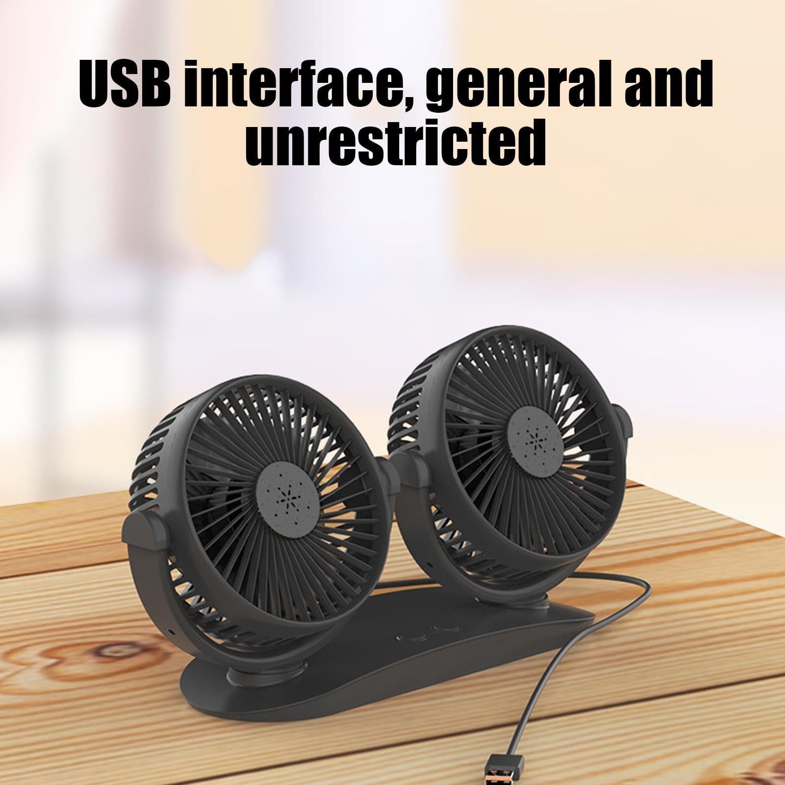 Ventilatore Per Auto A Doppia Testa - Scrivania USB Da 529 G | Circolatore D'aria Con Forte Con Rotazione A 360 Gradi Per Cruscotto Dispositivo Di Raffreddamento Per Viaggi Sul Posto D