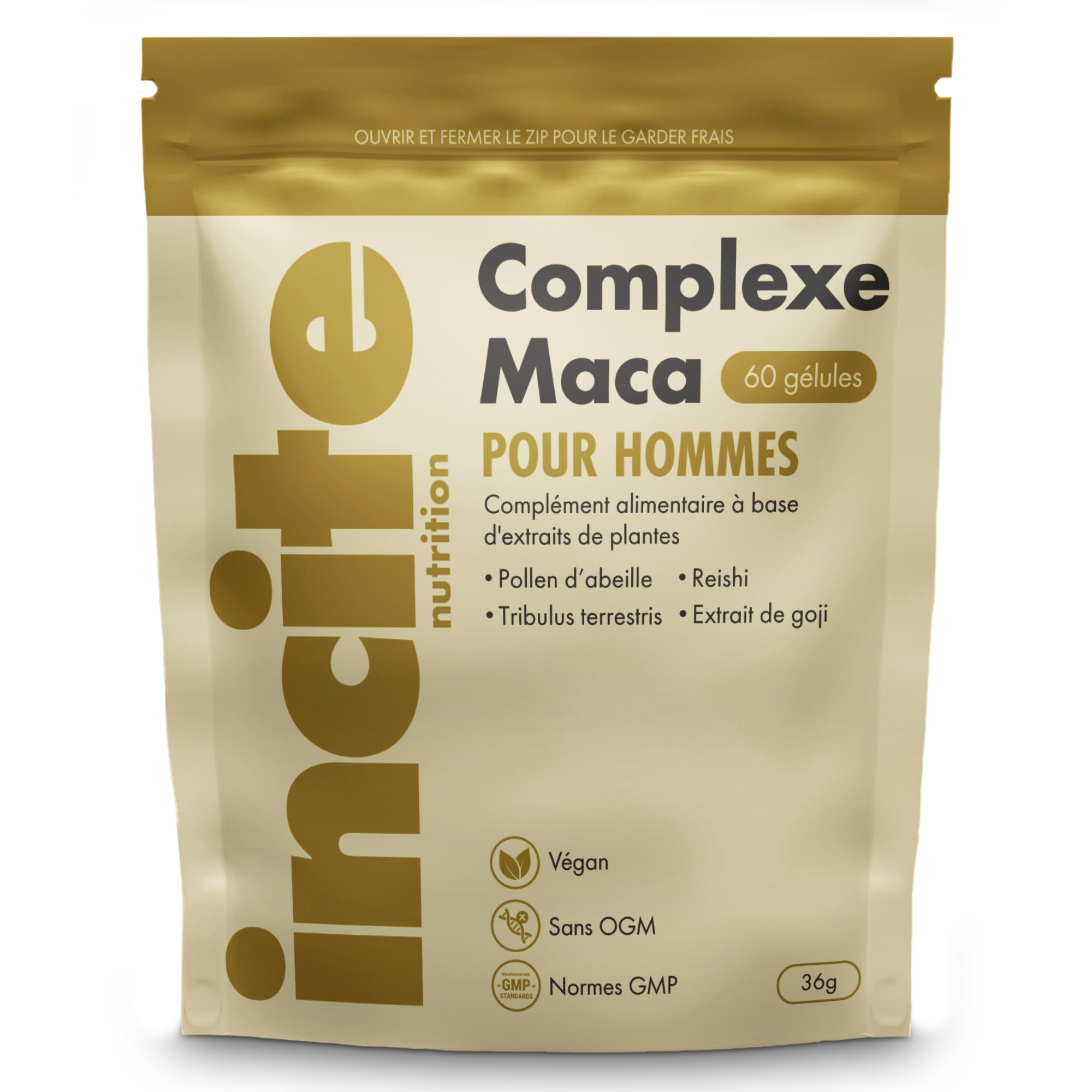 Incite Nutrition Maca Root Complex – 60 gélules véganes | Maca noire avec reishi, tribulus et baies de goji – Soutien énergie et vitalité – Gélules de racine de maca pour hommes et femmes