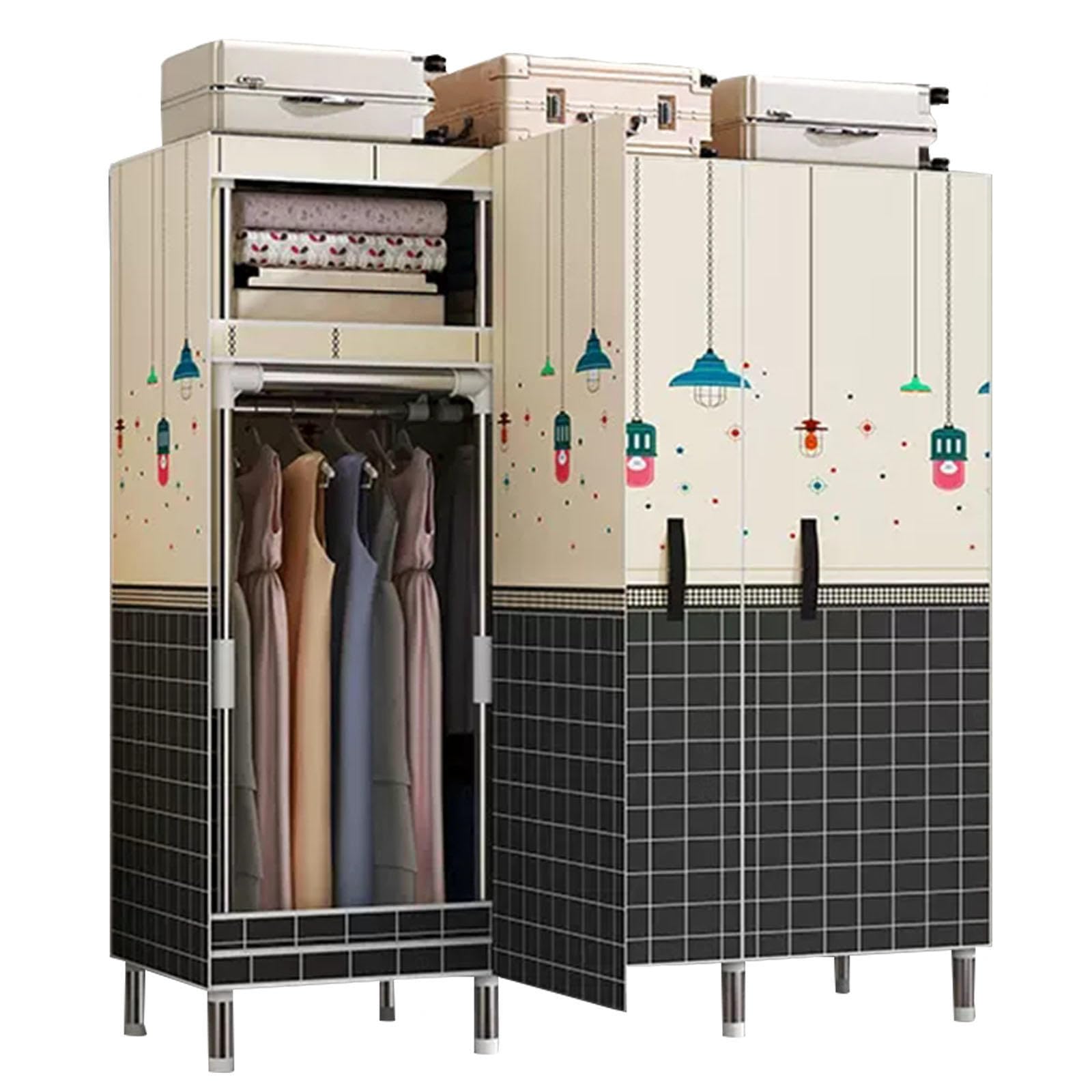 Armario de lona portátil ropero de tela con baldas para ropa de invierno y verano B-125cm