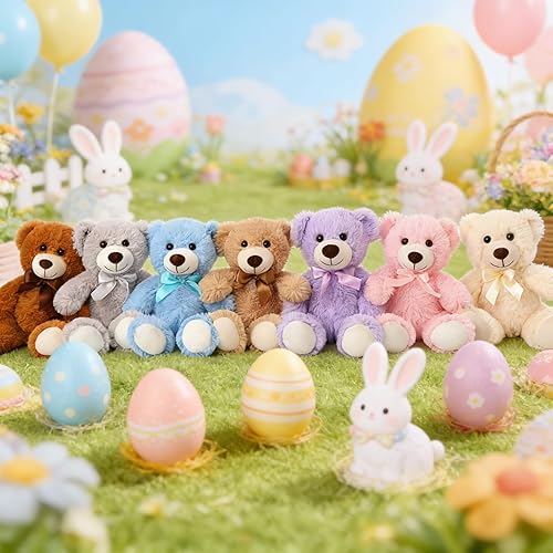 Miniatura 2 de MorisMos Oso de peluche a granel para niños y niñas, osito de peluche de 14 pulgadas para decoración de baby shower, paquete de 7 pequeños regalos