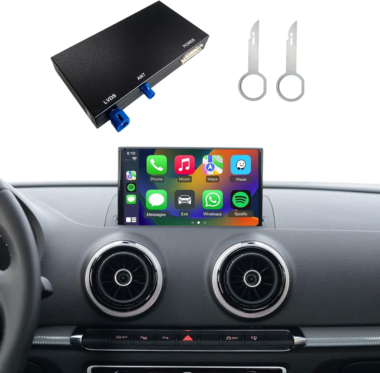 Wireless CarPlay & Android Auto Interface for Audi A3/S3 8V (2013-2020), Q2 (2018-2024), A4/A5/Q5/S4/S5/SQ5 (2017-2019), Q7 (2016-2018) – Retrofit Kit with Free Radio Removal Tool Included