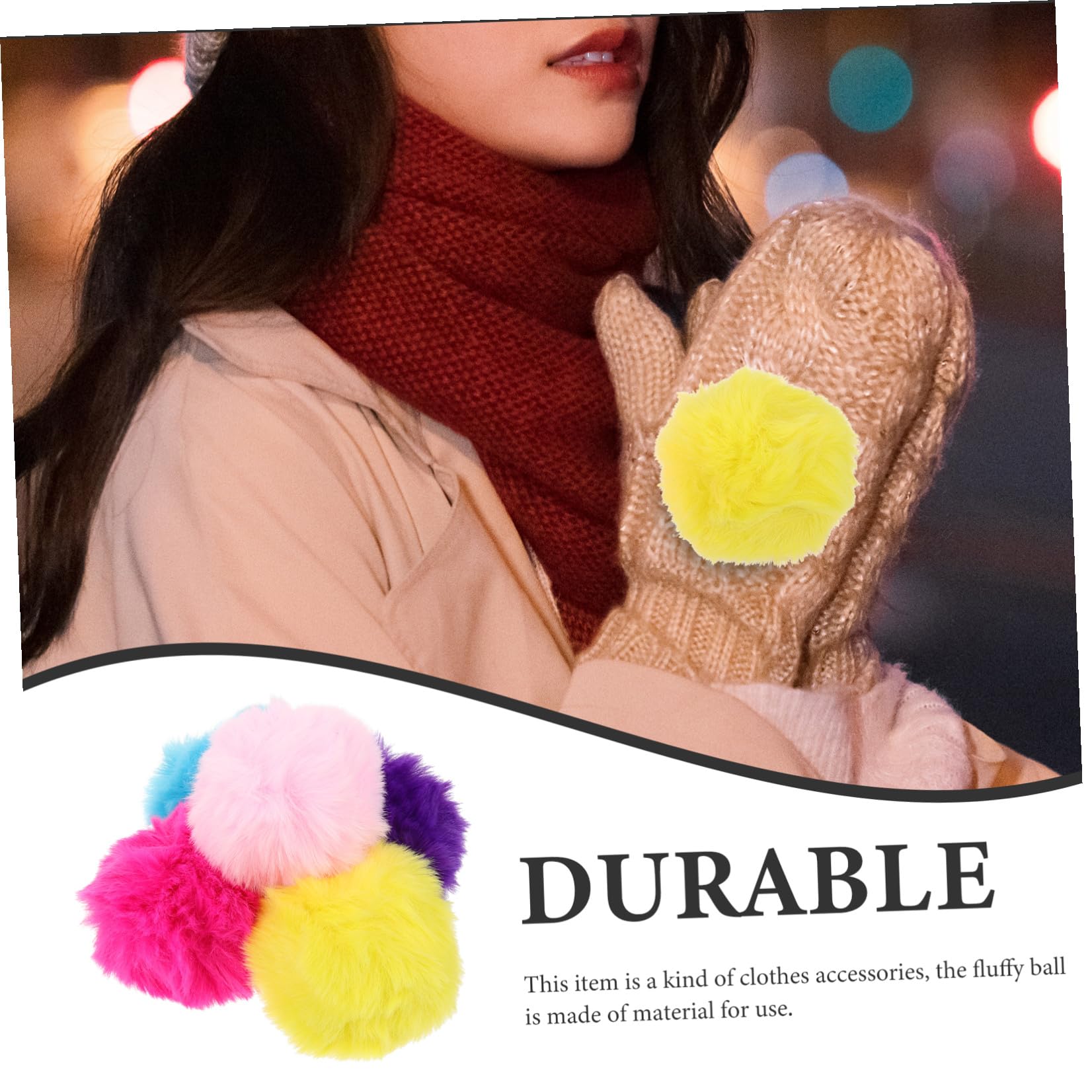 ULDIGI 50pièces Boules Peluche Colorées Imitation Poils De Lapin Accessoires Pour Chapeaux Et Vêtements Jaune