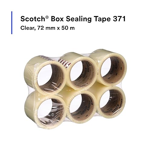 Miniatura 2 de 3M Scotch 371 - Cinta de embalaje de grado industrial, transparente, 2.835 in x 164.0 ft, cinta de sellado de alto rendimiento para sellado de cajas