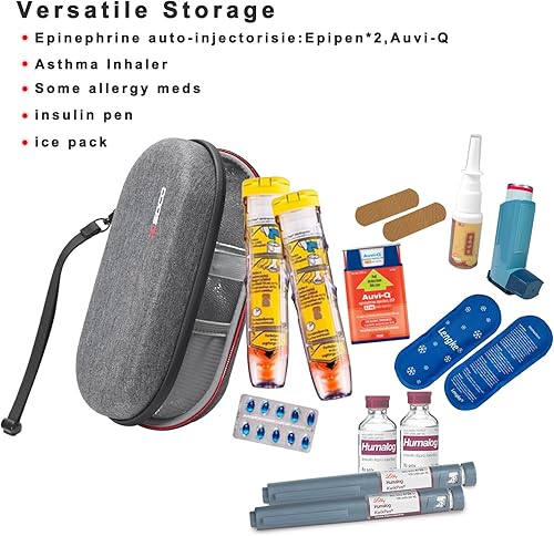 Miniatura 4 de RLSOCO Estuche de transporte para EpiPen compatible con inhalador de asmamedicamentos para alergiassuministros para diabéticosAuvi-QInsulin Pen