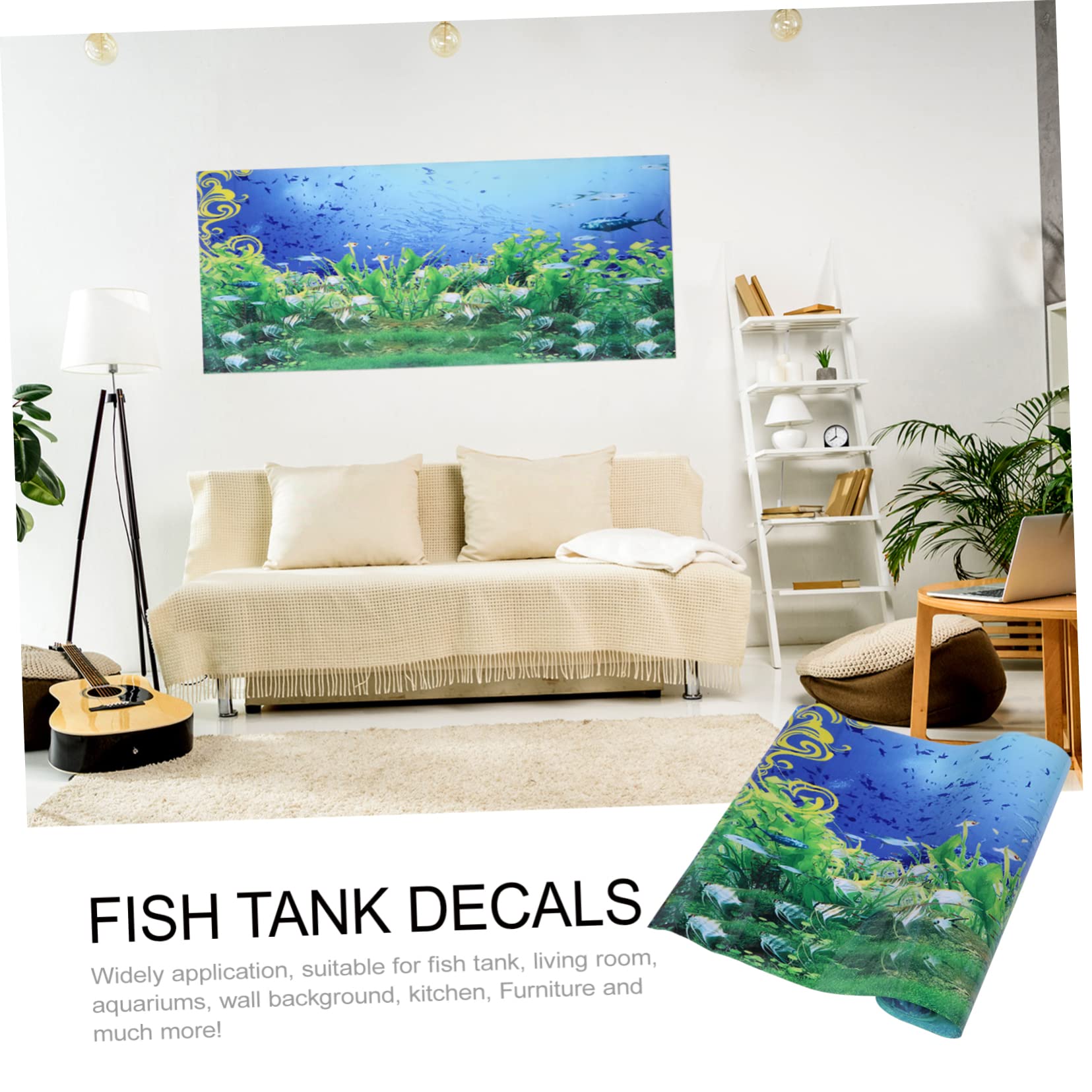 BESPORTBLE 2pièces Stickers De Fond Aquarium Décoratifs pour Poisson Peint sous-Marin pour Décoration De Réservoir Et Mur