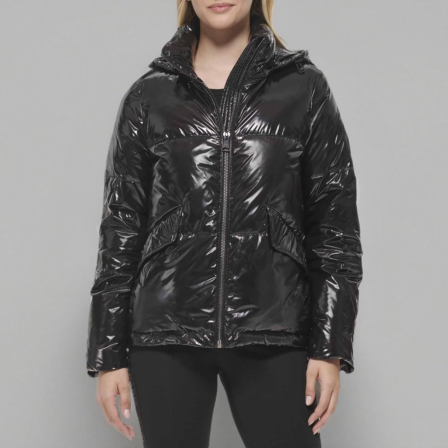 KARL LAGERFELD Women's Chevron Quilted Short Puffer - Image 5
