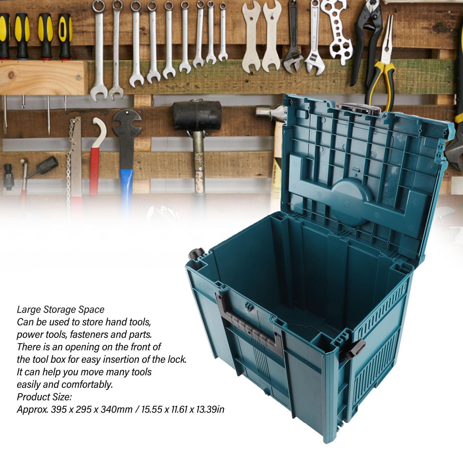 AMONIDA Grande Organizer Portatile per Cassetta degli Attrezzi con Scomparti Multipli per Uso in Garage Domestico, 15,55x11,61x13,39 Pollici ABS
