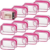 Vista 11 de TISRATOK 12 bolsas de maquillaje transparentes para mujer con cremallera, bolsa de aseo aprobada por la TSA, bolsa de cosméticos a granel para Blanco