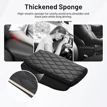 Autorder Center Console Cover for 2023-2025 2026 Honda HRV HR-V Accessories Armrest Cushion Cover Nappa Leather Middle Console Covers HRV Console Cushion Pad Anti-Scratch