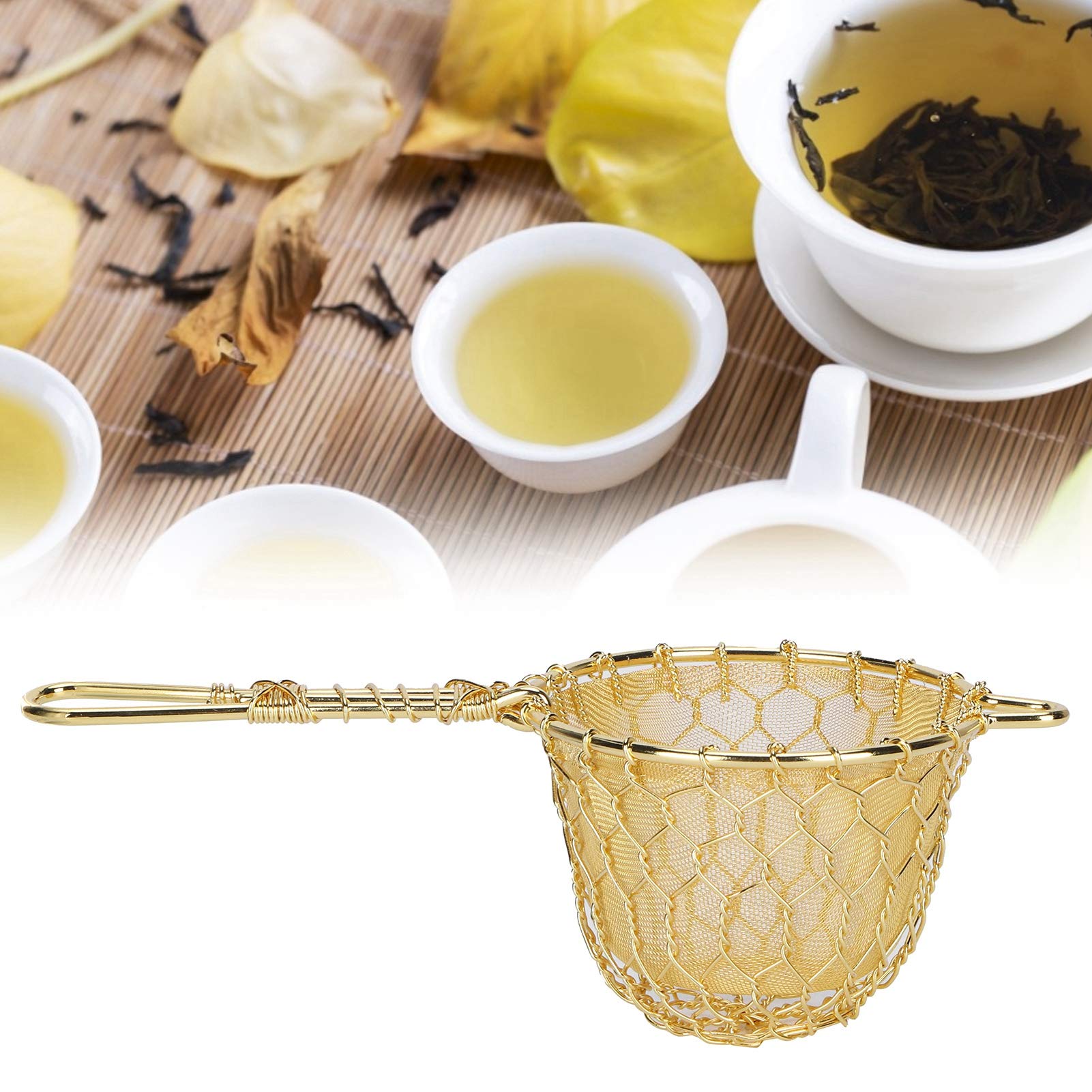 Filtre à Thé en Vrac, Passoire à Infuseur à Thé à Long Manche, Passoire à Infuseur à Thé en Cuivre Filtre à Thé Réutilisable en Feuilles Mobiles avec Long Manche pour Accessoires De Théière
