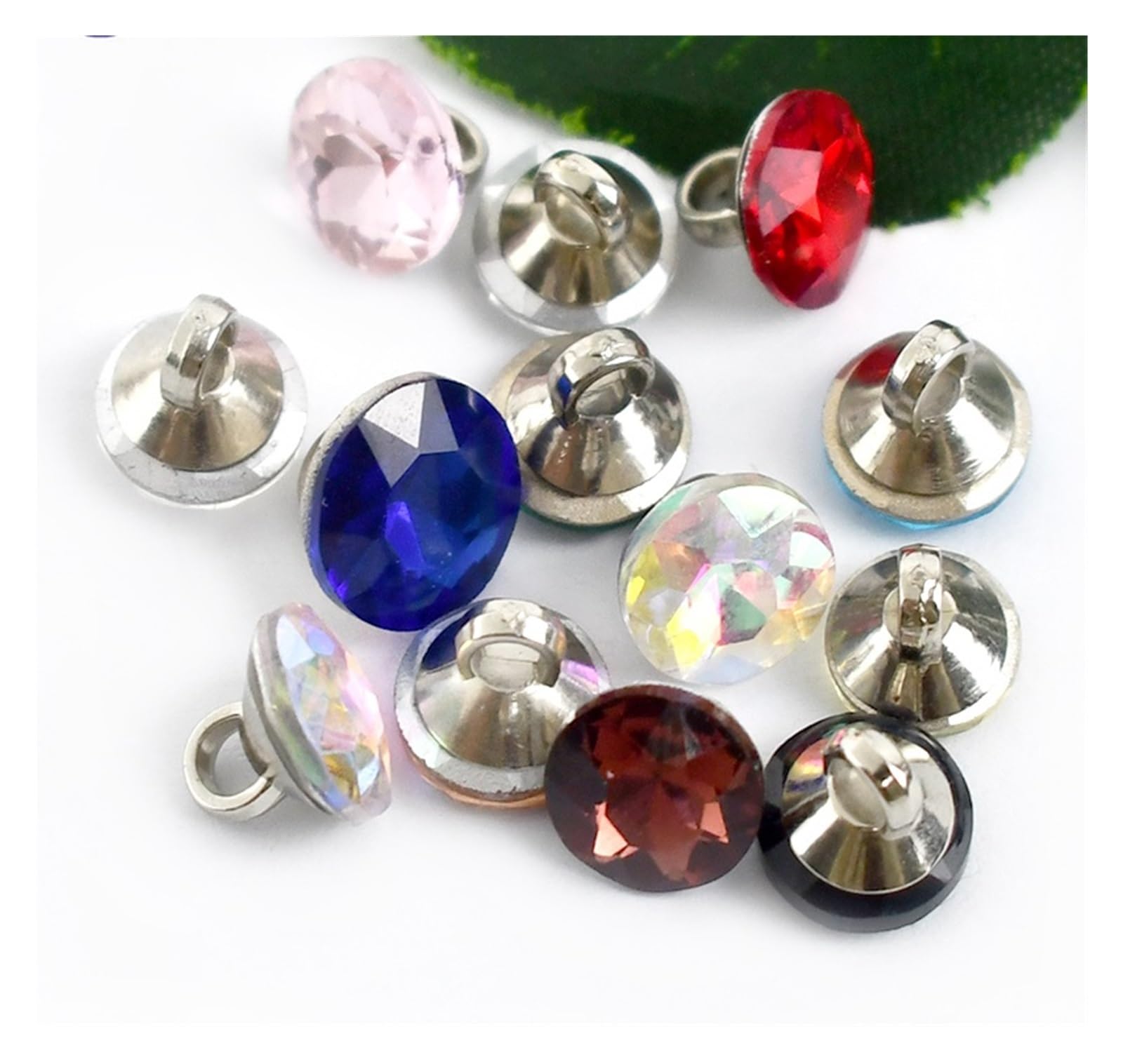 20/50 pièces 9mm Strass Boutons Verre Diamant Chemise Tige Boucle Bricolage vêtements col Couture décor matériel Accessoires(Rose,9mm-50Pcs)
