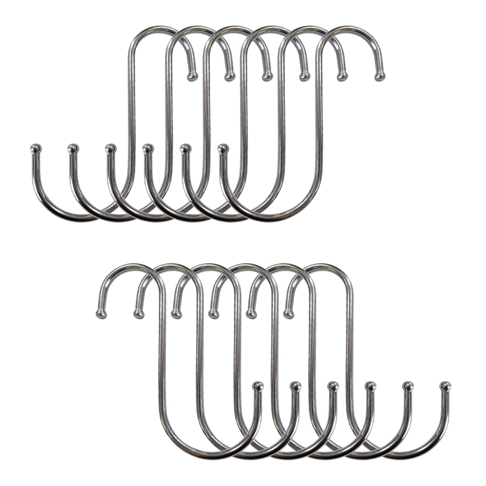 Gifbasg Silvery 10 Pcs S Hooks, 12Cm Heavy-Duty Stainless Steel S Shaped Hooks, Hanging Hook, For Hanging Utensils, Pots, Coffee Cups, Towels, Rust Resistant And Scratch Proof For Kitchen, Bathroom, And Office Use