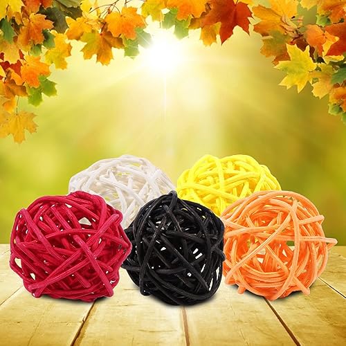 Miniatura 9 de Bolas de ratán coloridas artesanías - 20 bolas decorativas para bodas y fiestas (negro)