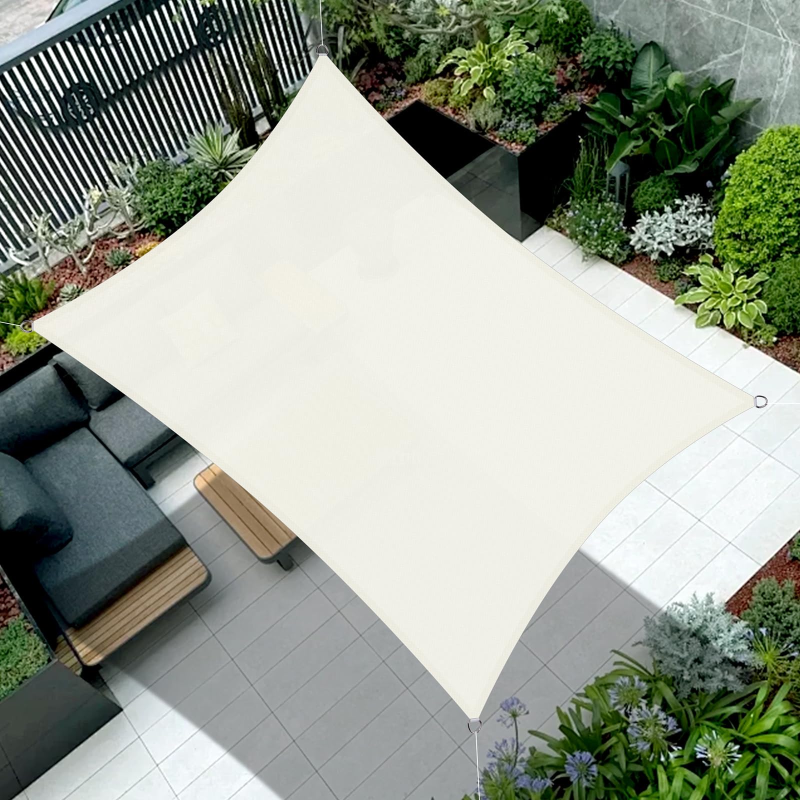 Cool Area Toldo Vela de Sombra Impermeable Rectangular 2.5x4m Protección UV PES Toldos para Patio Exterior Jardín Terraza-Arena — view 56