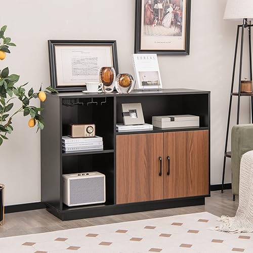 Miniatura 2 de IFANNY Gabinete de buffet con almacenamiento, gabinete de licor con estantes y soportes para vino, buffets y aparadores de madera, armario de