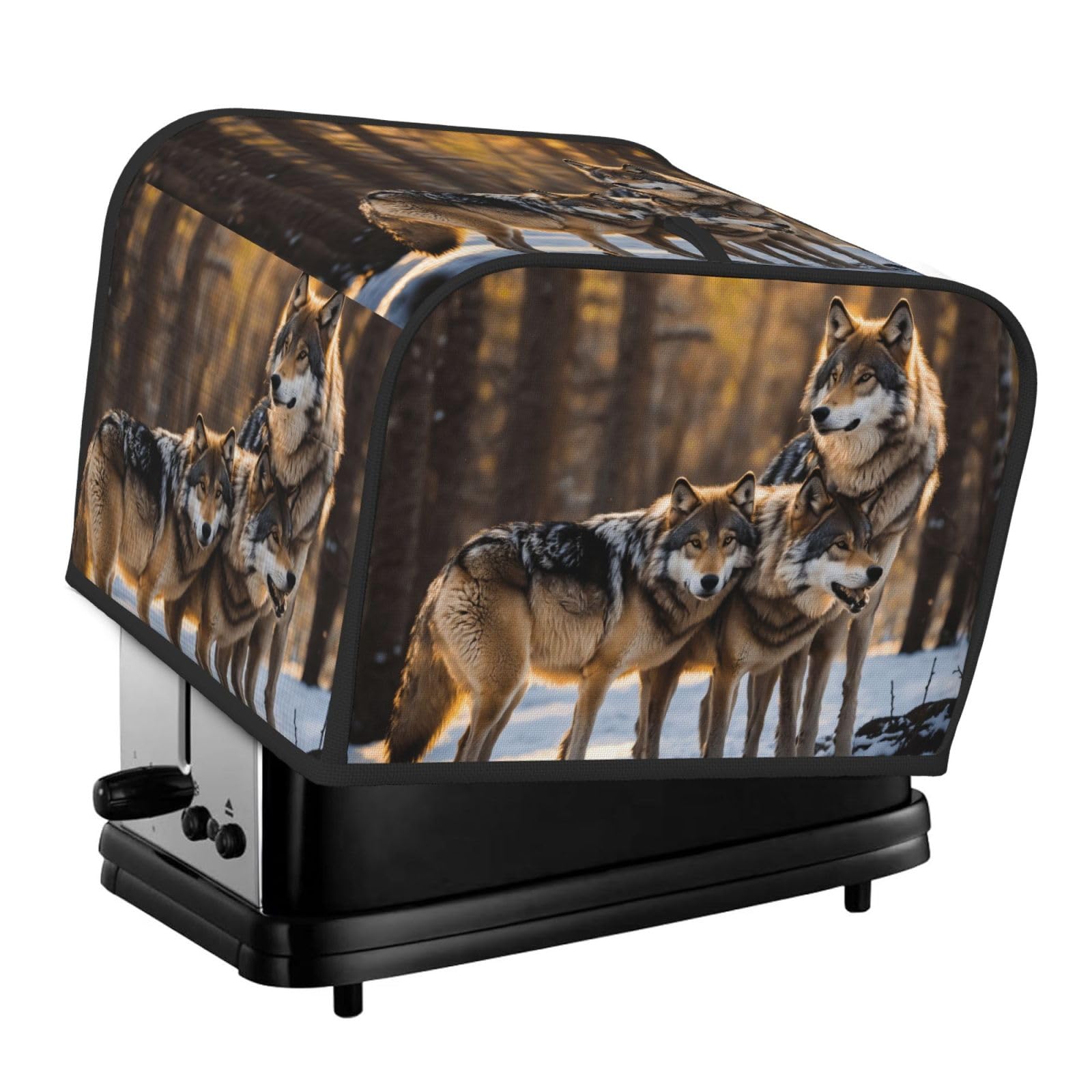 Wolfs Print 4-Slice Toaster Cover Dustproof Waterproof Kitchen Appliance Protector For Bread