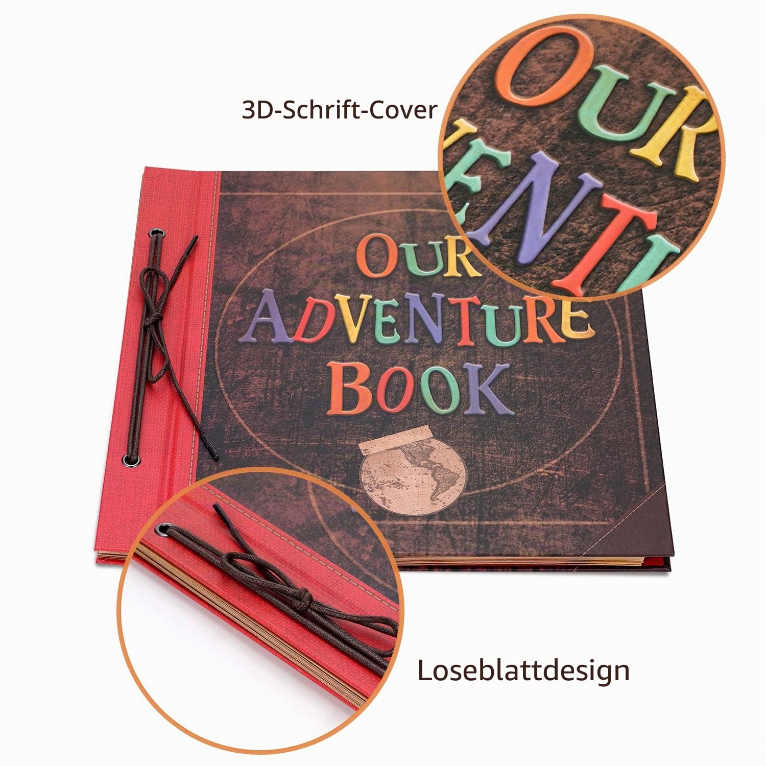COMBIUBIU Our Adventure Book Scrapbook Album 12 x 12 Inch, DIY Handmade Travel Scrapbook Adventure Book for Couples, Mothers Day,Anniversary,Valentine's Day Gifts(2)